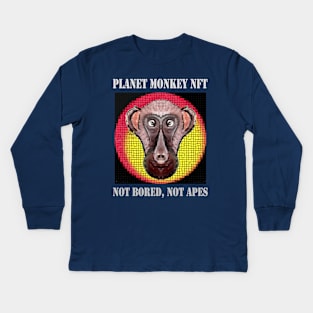 Planet Monkey Cute Animals Not Bored Apes Kids Long Sleeve T-Shirt